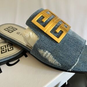 Givenchy 4G Denim Flat Sandal Blue Denim